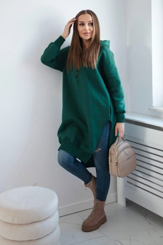 Bluza ocieplana z rozcięciami na bokach ciemno zielona uniwersalny