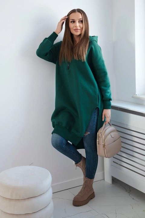 Bluza ocieplana z rozcięciami na bokach ciemno zielona uniwersalny Bluza ocieplana z rozcięciami na bokach ciemno zielona uniwersalny