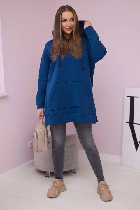 Bluza ocieplana z rozcięciami na bokach jeansowa uniwersalny
