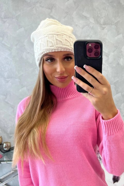 Czapka damska Aniela K338 ecru uniwersalny