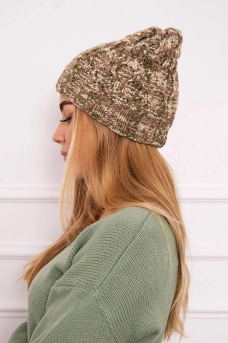 Czapka damska Eliza K205 cappuccino+jasny khaki uniwersalny