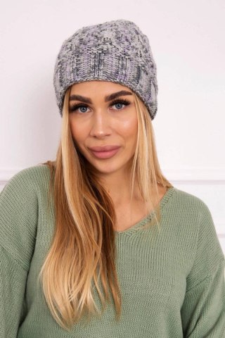 Czapka damska Eliza K205 szary+fioletowy uniwersalny