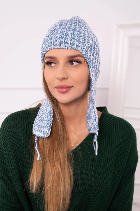 Czapka damska uszatka Jana K314 niebieska uniwersalny