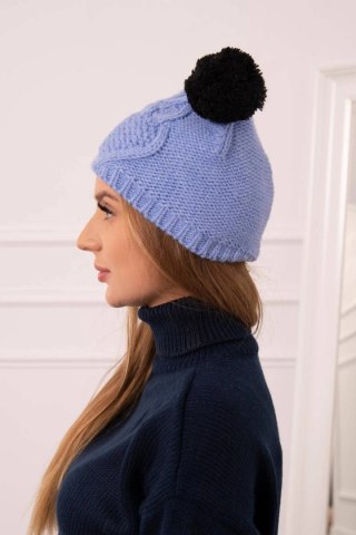 Czapka z polarem 2 pompony K291 niebieska uniwersalny