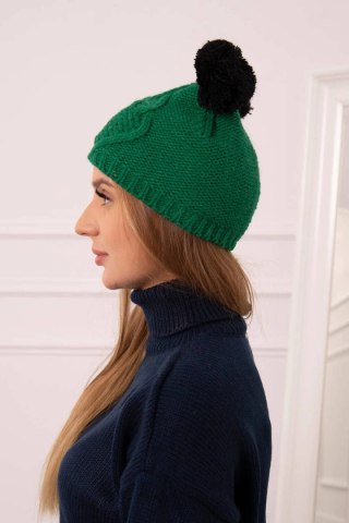 Czapka z polarem 2 pompony K291 zielona uniwersalny