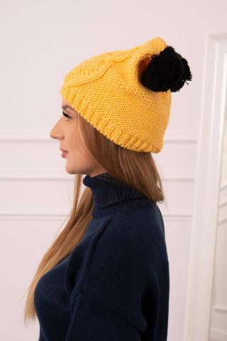 Czapka z polarem 2 pompony K291 żółta uniwersalny