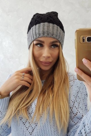 Czapka z polarem Bibiana K264 ciemny szary+czarny uniwersalny