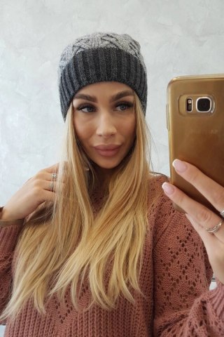 Czapka z polarem Bibiana K264 grafitowy+szary uniwersalny