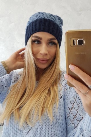 Czapka z polarem Bibiana K264 granatowy+jeansowy uniwersalny