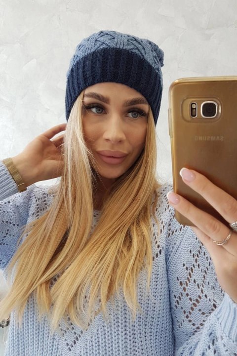 Czapka z polarem Bibiana K264 granatowy+jeansowy uniwersalny