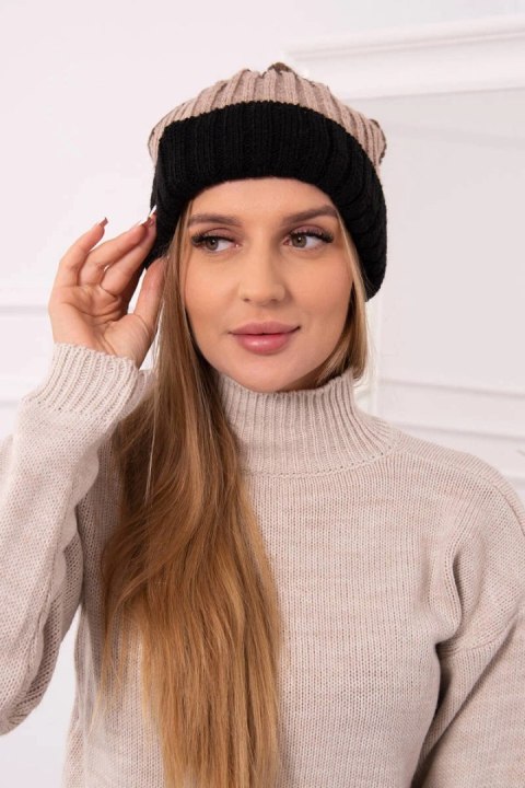 Czapka z polarem Bojana K265 czarny+beżowy+cappuccino uniwersalny