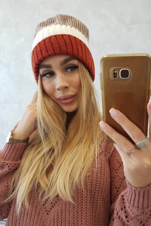 Czapka z polarem Bojana K265 rudy+ecru+beżowy uniwersalny