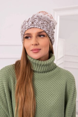 Czapka z polarem Dolores K303 brązowy+biały+rudy uniwersalny