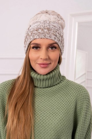 Czapka z polarem Dolores K303 brązowy+jasny beżowy+ciemny beżowy uniwersalny