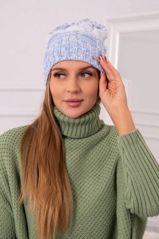 Czapka z polarem Dolores K303 niebieski+biały+jeans uniwersalny