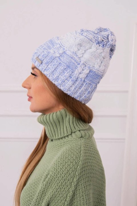 Czapka z polarem Dolores K303 niebieski+biały+jeans uniwersalny