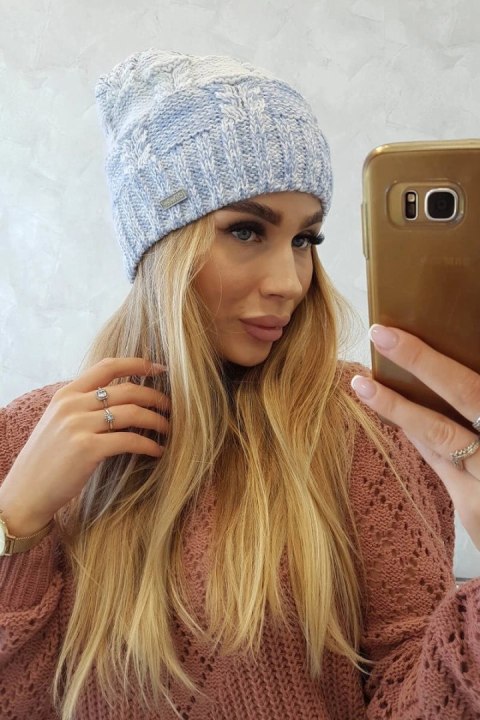 Czapka z polarem Dolores K303 niebieski+biały+jeans uniwersalny
