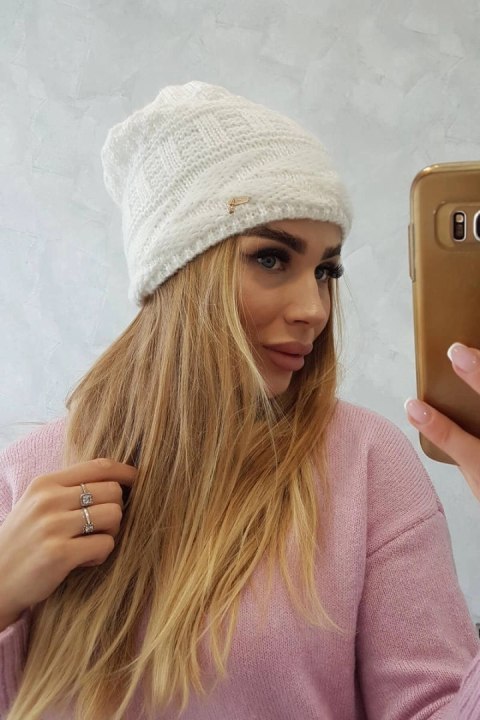 Czapka z polarem Edyta K298 ecru uniwersalny