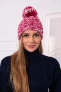 Czapka z polarem Fiona K275 fuksja+pudrowy róż uniwersalny