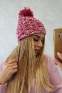 Czapka z polarem Fiona K275 fuksja+pudrowy róż uniwersalny