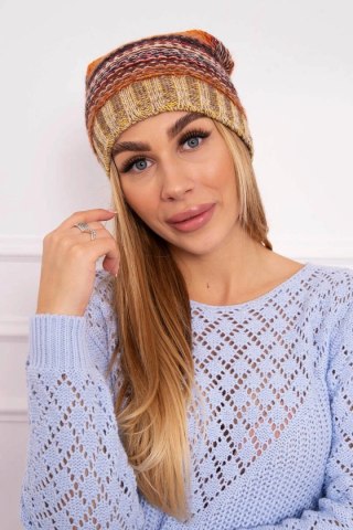 Czapka z polarem Krystyna K207 brązowy+beżowy uniwersalny