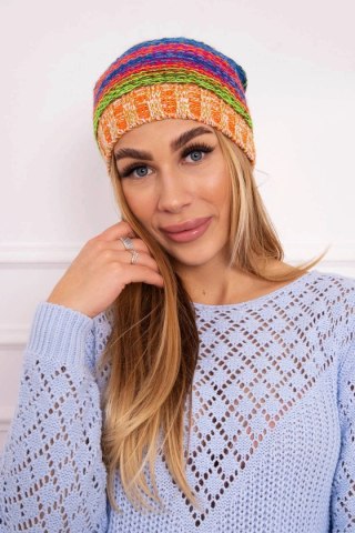 Czapka z polarem Krystyna K207 chabrowy+pomarańczowy uniwersalny