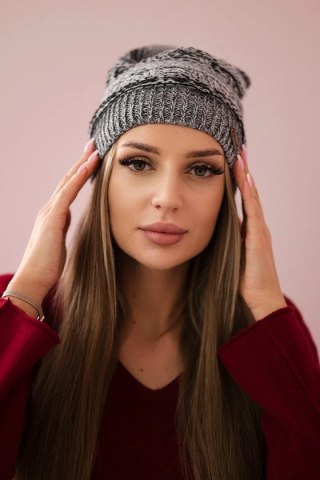 Czapka z polarem Patrycja K254 czarny+szary uniwersalny