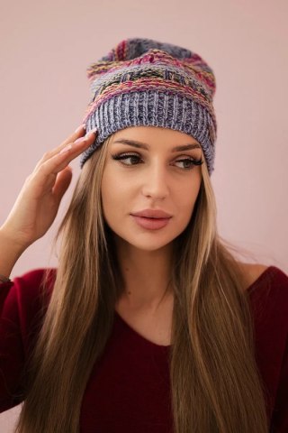 Czapka z polarem Patrycja K254 fioletowy+niebieski uniwersalny