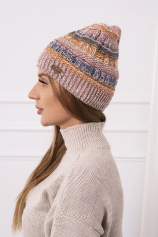 Czapka z polarem Patrycja K254 różowy+cappuccino uniwersalny