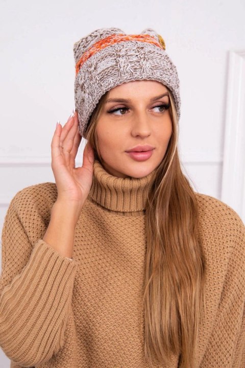 Czapka z polarem Pola K267 mocca+musztardowy uniwersalny
