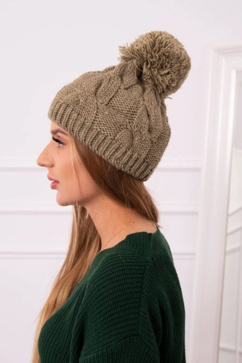 Czapka z polarem Stefania K278 jasny khaki uniwersalny