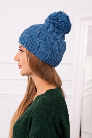 Czapka z polarem Stefania K278 jeansowa uniwersalny