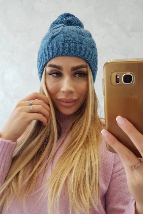 Czapka z polarem Stefania K278 jeansowa uniwersalny