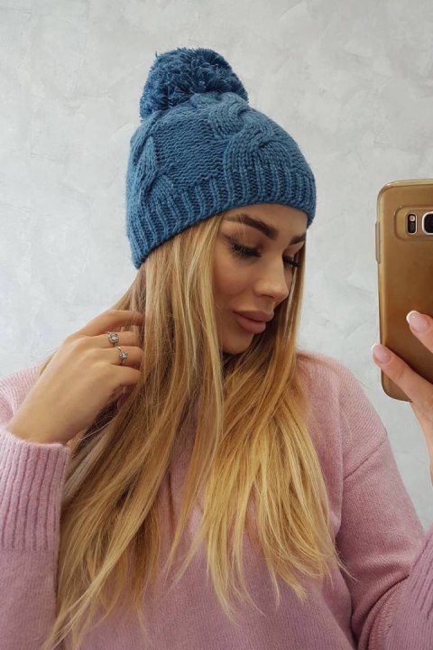 Czapka z polarem Stefania K278 jeansowa uniwersalny