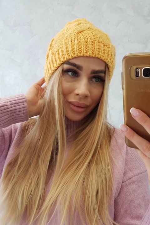 Czapka z polarem Stefania K278 żółta uniwersalny