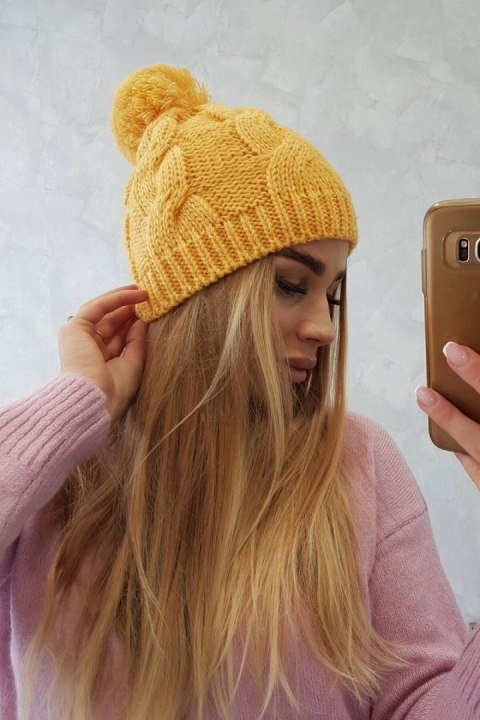 Czapka z polarem Stefania K278 żółta uniwersalny