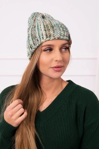 Czapka z polarem Zoja K306 ecru+zielony uniwersalny