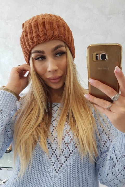 Czapka z wywinięciem Magda K293 camelowa uniwersalny