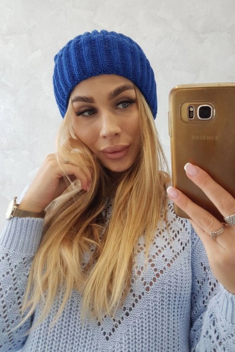 Czapka z wywinięciem Magda K293 chabrowa uniwersalny