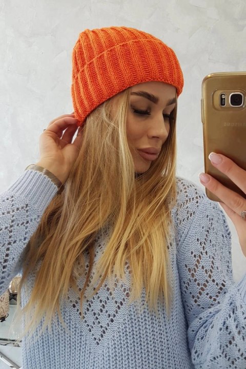 Czapka z wywinięciem Magda K293 pomarańczowy neon uniwersalny