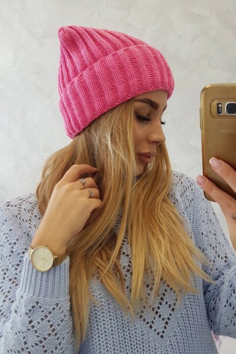 Czapka z wywinięciem Magda K293 różowy neon uniwersalny