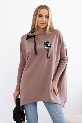 Bluza oversize z asymetrycznymi bokami mocca uniwersalny