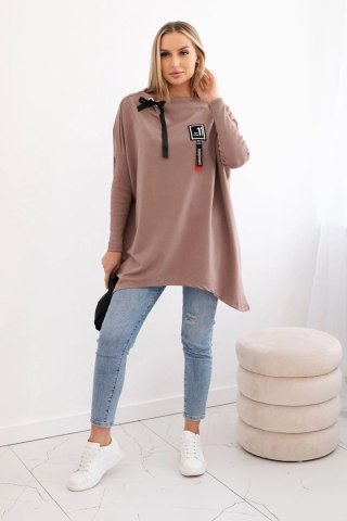 Bluza oversize z asymetrycznymi bokami mocca uniwersalny