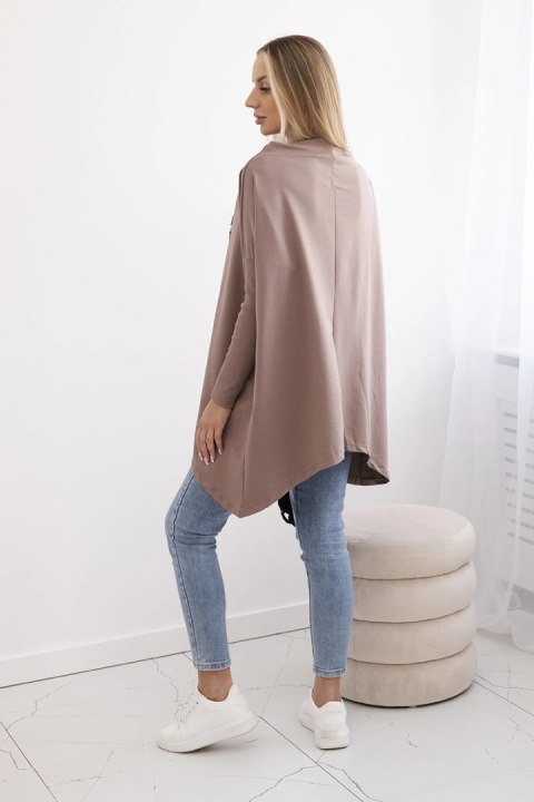 Bluza oversize z asymetrycznymi bokami mocca uniwersalny