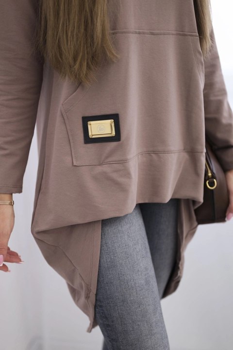 Bluza z długim tyłem i kapturem mocca uniwersalny