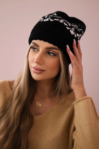 Czapka damska Kira K374 czarny+biały uniwersalny