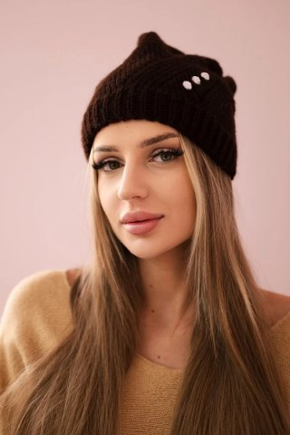Czapka damska Klarysa K394 brązowa uniwersalny