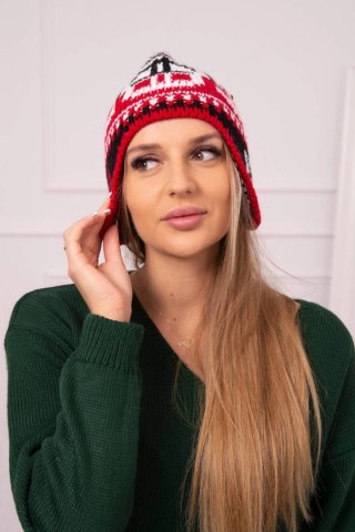 Czapka damska Maryla K406 czerwony+biały+czarny uniwersalny