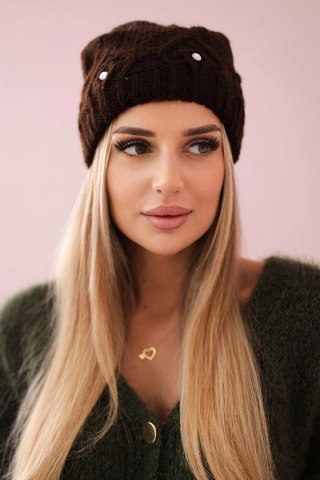 Czapka damska Ramona K383 brązowa uniwersalny