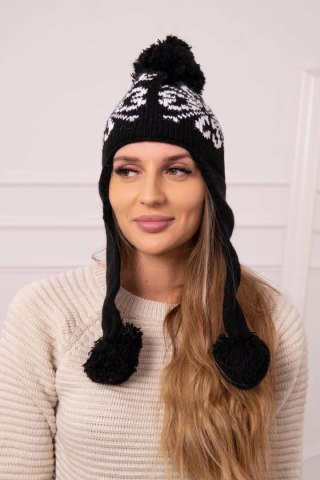 Czapka damska uszatka Balbina K381 czarna uniwersalny